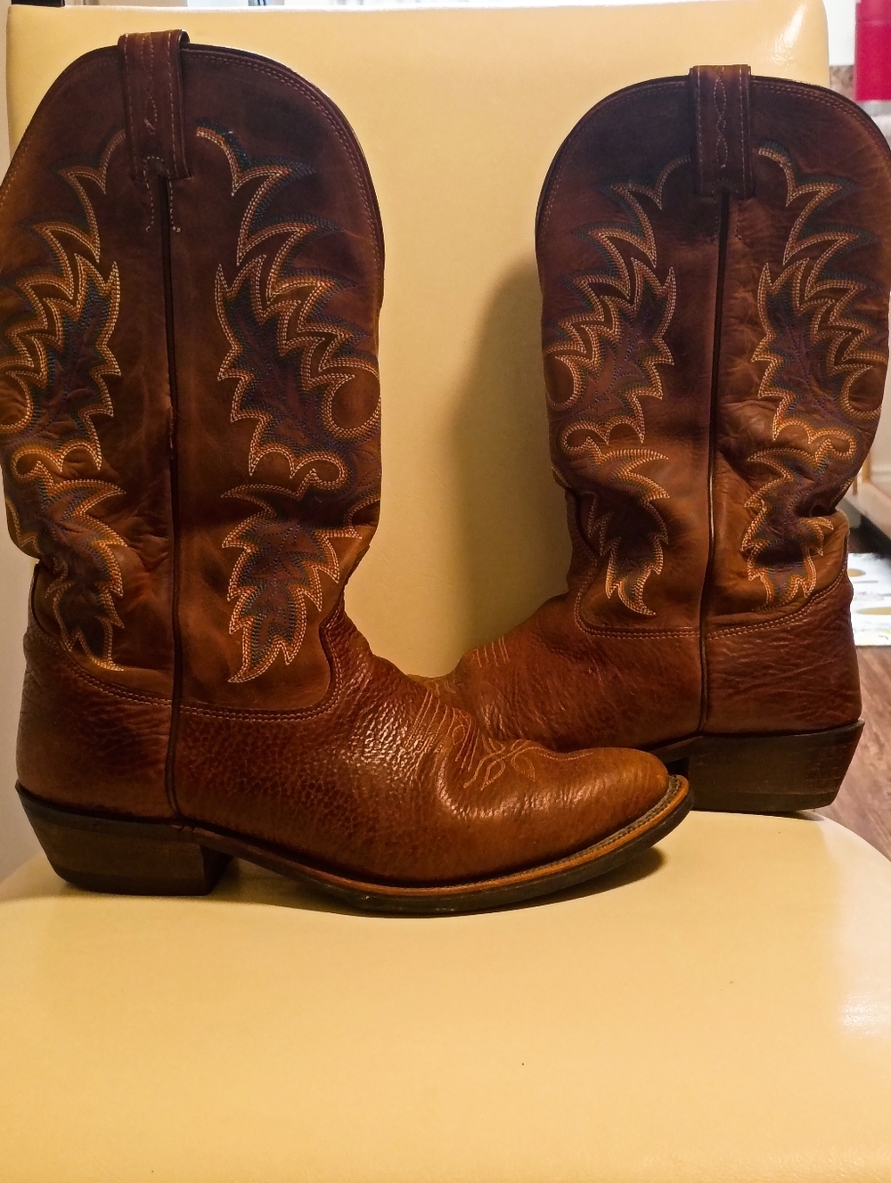Tony lama Men's Brown Western Leather Cowboy Boots Size 9EE Rodeo Festival